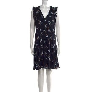 Rebecca Taylor Dress‎ Women Size 6 Black Wildflower Silk Jacquard Floral Ruffle